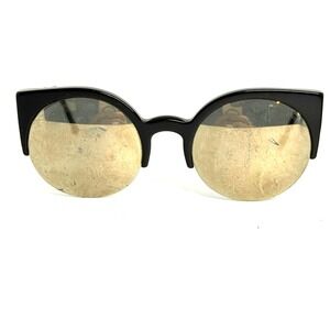 RetroSuperFuture Black Cat Eye Sunglasses Gold Mirror Round Lens Italy 23623